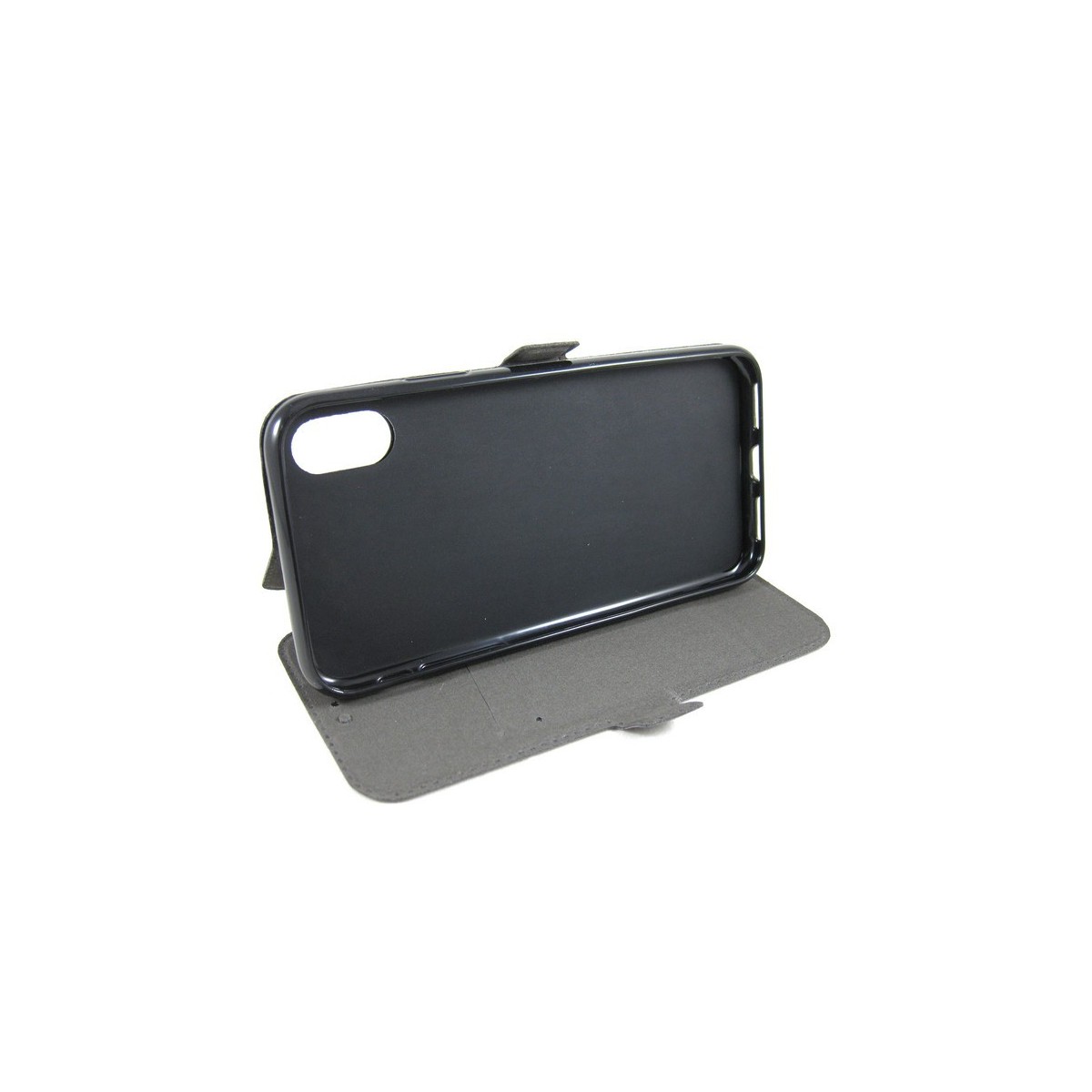 Funda Soporte Piel Negra para Iphone X / XS Flip Libro