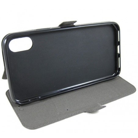 Funda Soporte Piel Negra para Iphone X / XS Flip Libro