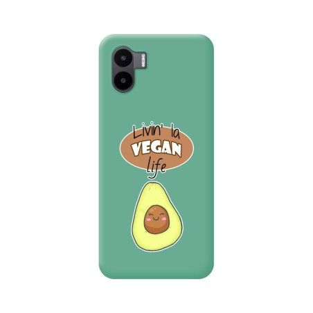 Funda Silicona Líquida Verde para Xiaomi Redmi A1 diseño Vegan Life Dibujos