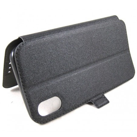 Funda Soporte Piel Negra para Iphone X / XS Flip Libro