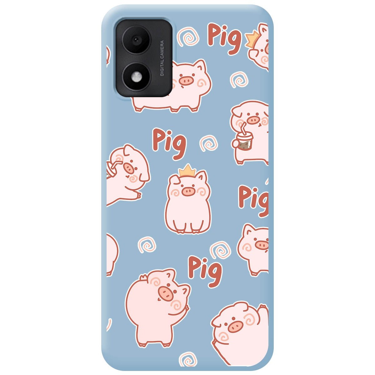 Funda Silicona Líquida Azul para TCL 305i diseño Cerdos Dibujos