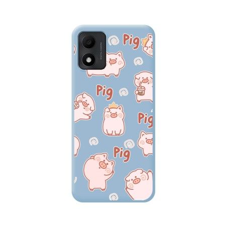 Funda Silicona Líquida Azul para TCL 305i diseño Cerdos Dibujos