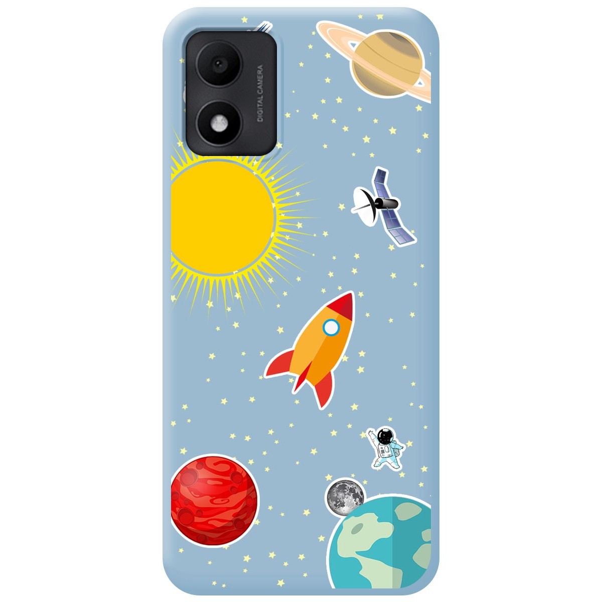 Funda Silicona Líquida Azul para TCL 305i diseño Espacio Dibujos