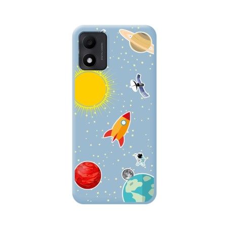 Funda Silicona Líquida Azul para TCL 305i diseño Espacio Dibujos