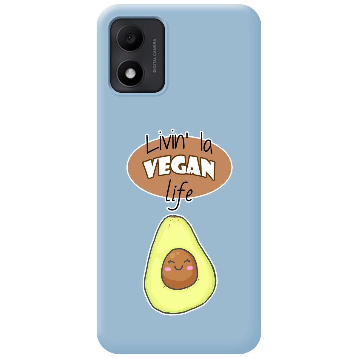 Funda Silicona Líquida Azul para TCL 305i diseño Vegan Life Dibujos