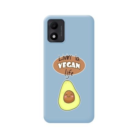Funda Silicona Líquida Azul para TCL 305i diseño Vegan Life Dibujos
