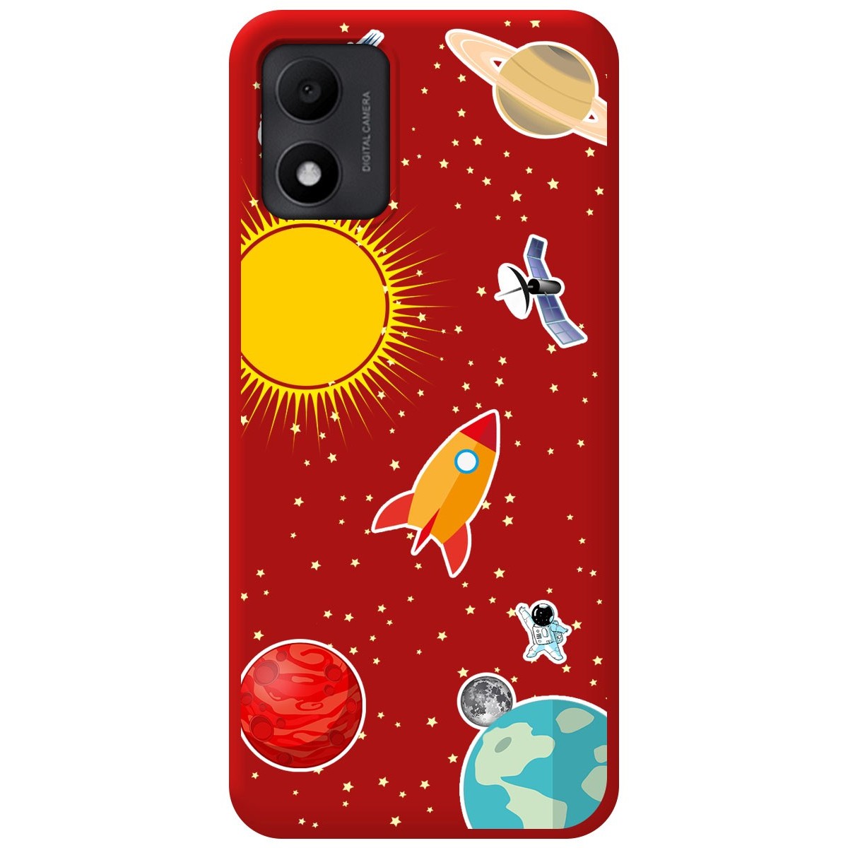 Funda Silicona Líquida Roja para TCL 305i diseño Espacio Dibujos