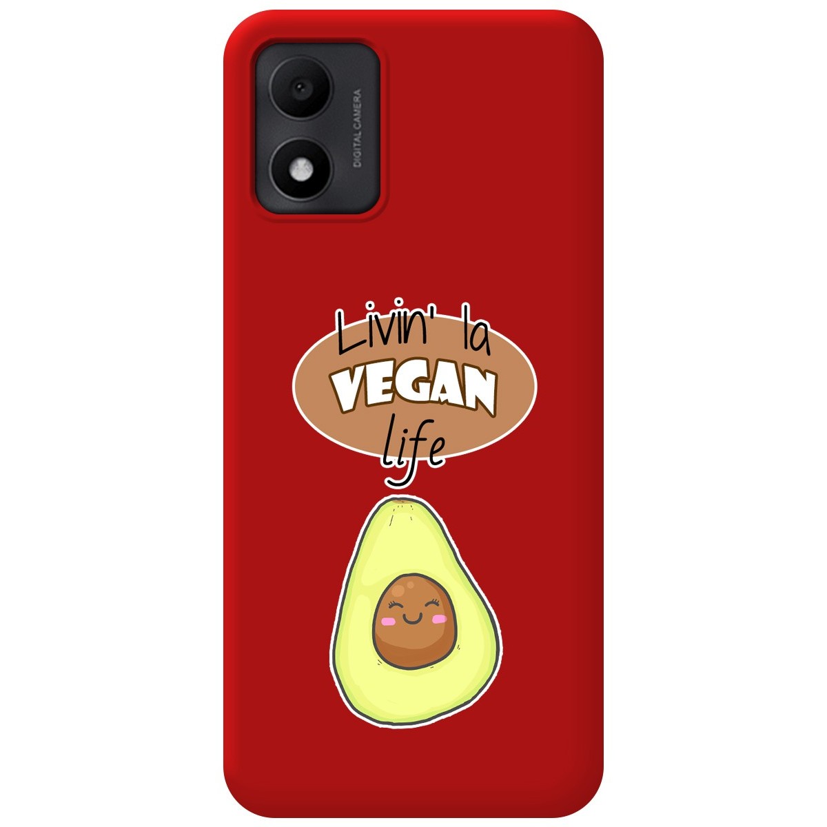 Funda Silicona Líquida Roja para TCL 305i diseño Vegan Life Dibujos