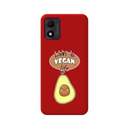 Funda Silicona Líquida Roja para TCL 305i diseño Vegan Life Dibujos