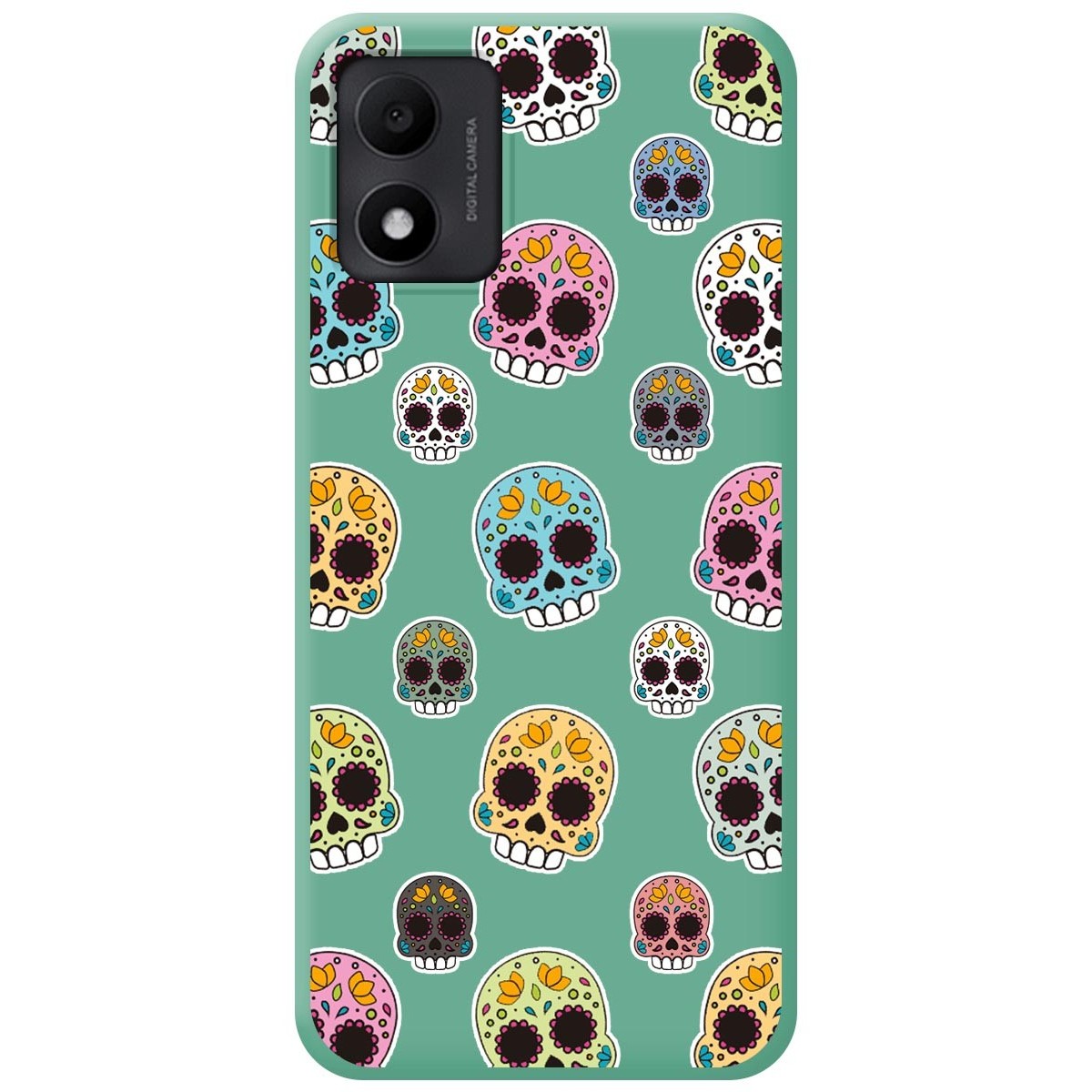 Funda Silicona Líquida Verde para TCL 305i diseño Catrina Dibujos