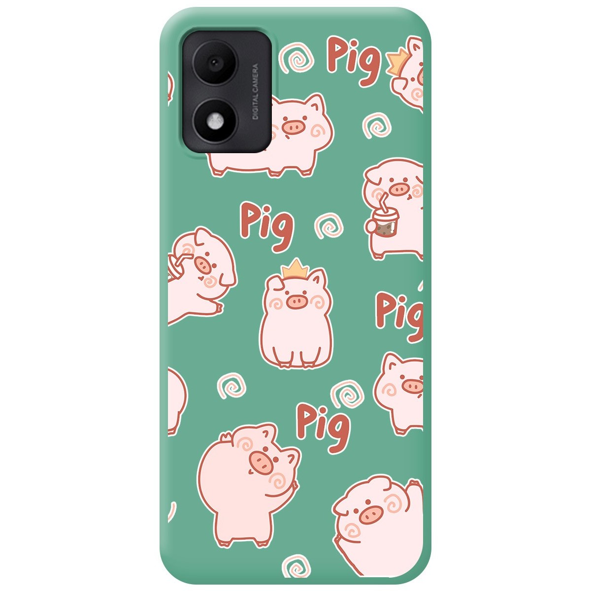Funda Silicona Líquida Verde para TCL 305i diseño Cerdos Dibujos