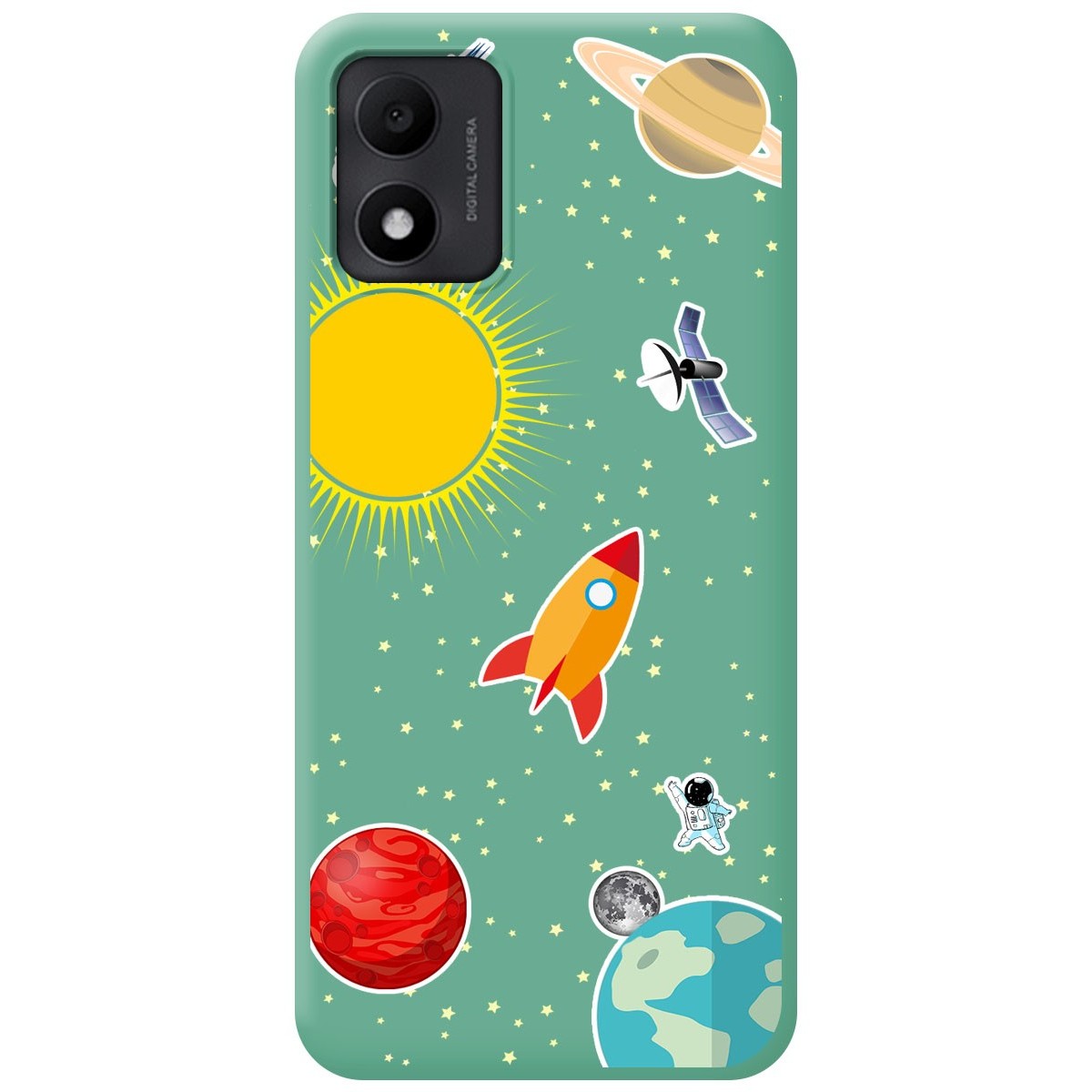 Funda Silicona Líquida Verde para TCL 305i diseño Espacio Dibujos