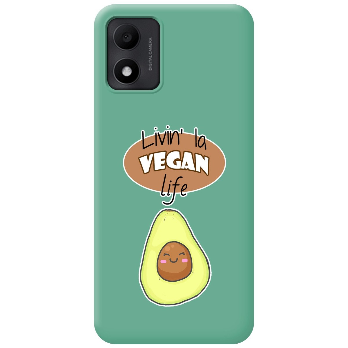 Funda Silicona Líquida Verde para TCL 305i diseño Vegan Life Dibujos