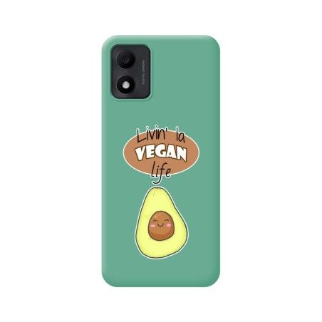 Funda Silicona Líquida Verde para TCL 305i diseño Vegan Life Dibujos