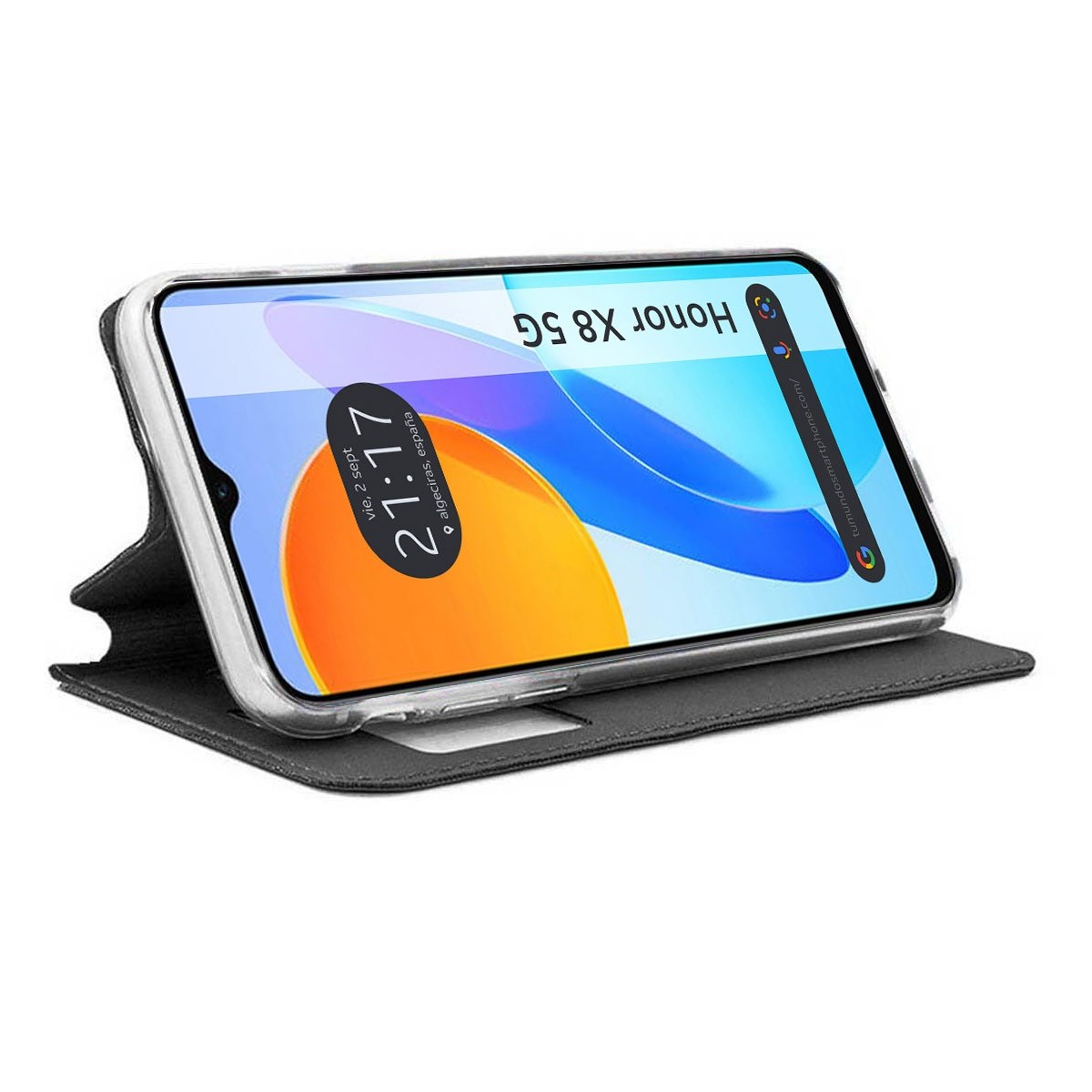 Funda Libro Soporte con Ventana para Huawei Honor X8 5G color Negra