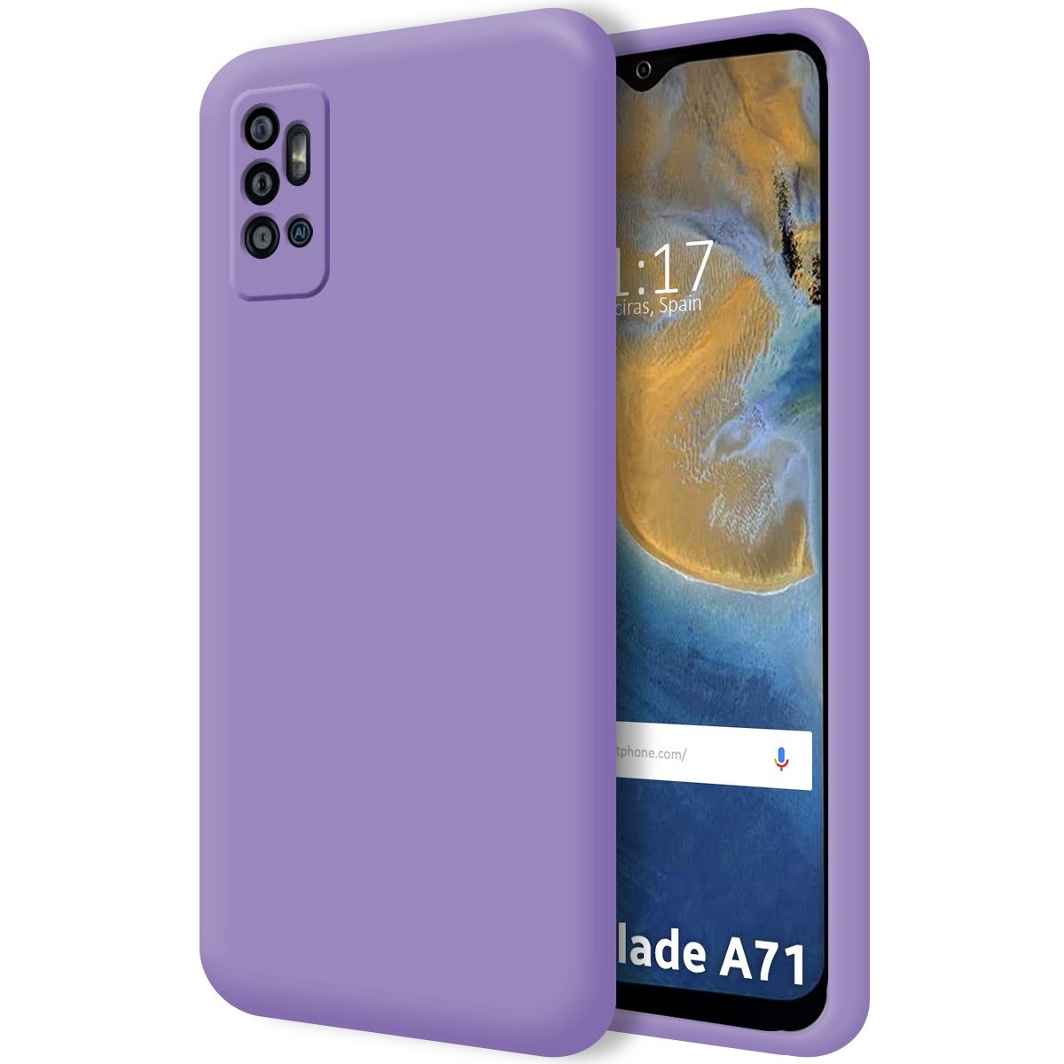 Funda Silicona Líquida Ultra Suave para ZTE Blade A71 color Morada