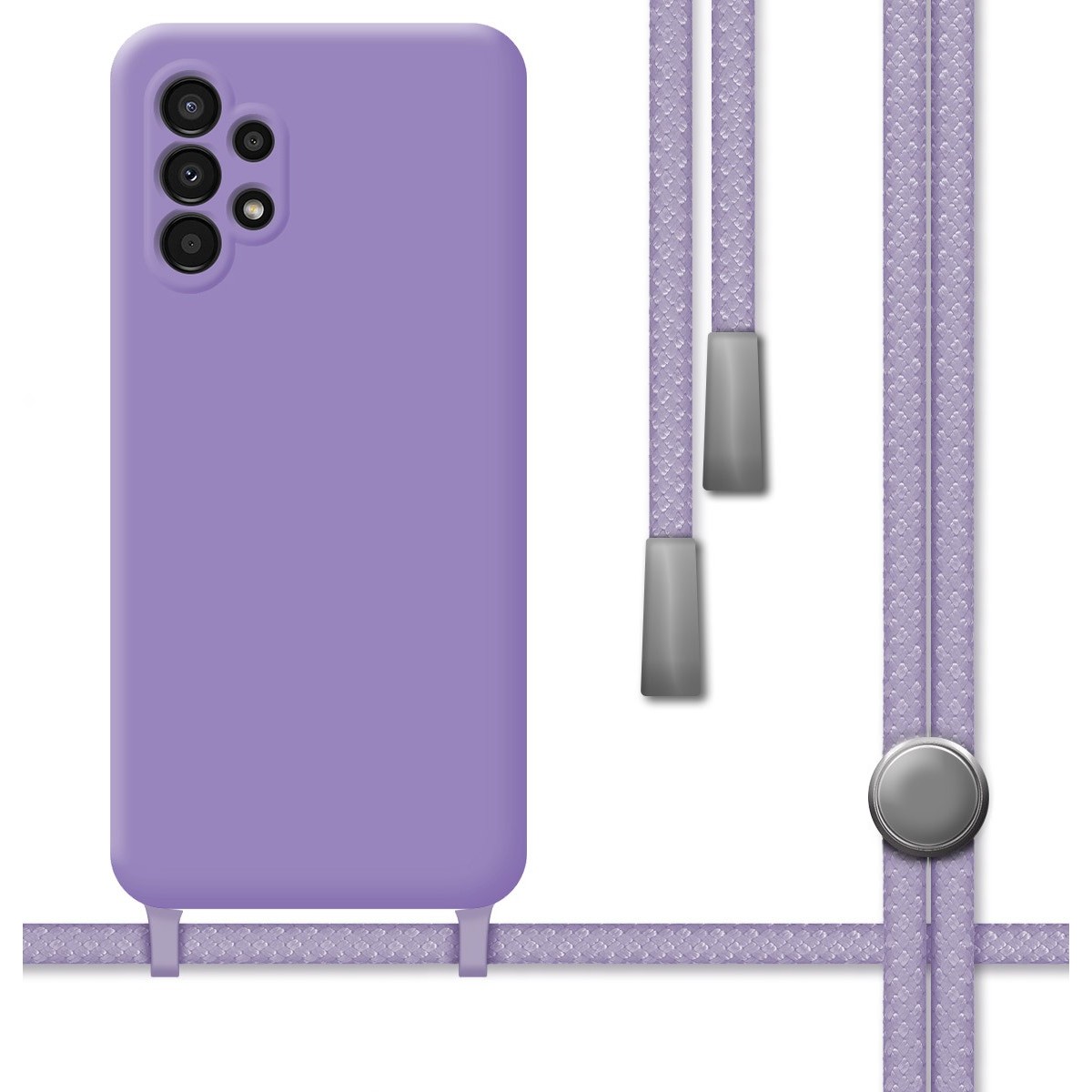 Funda Silicona Líquida con Cordón para Samsung Galaxy A13 4G color Morada