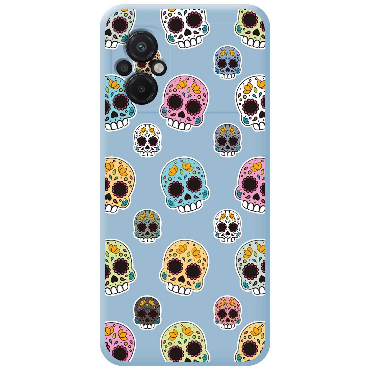 Funda Silicona Líquida Azul para Xiaomi POCO M5 diseño Catrina Dibujos