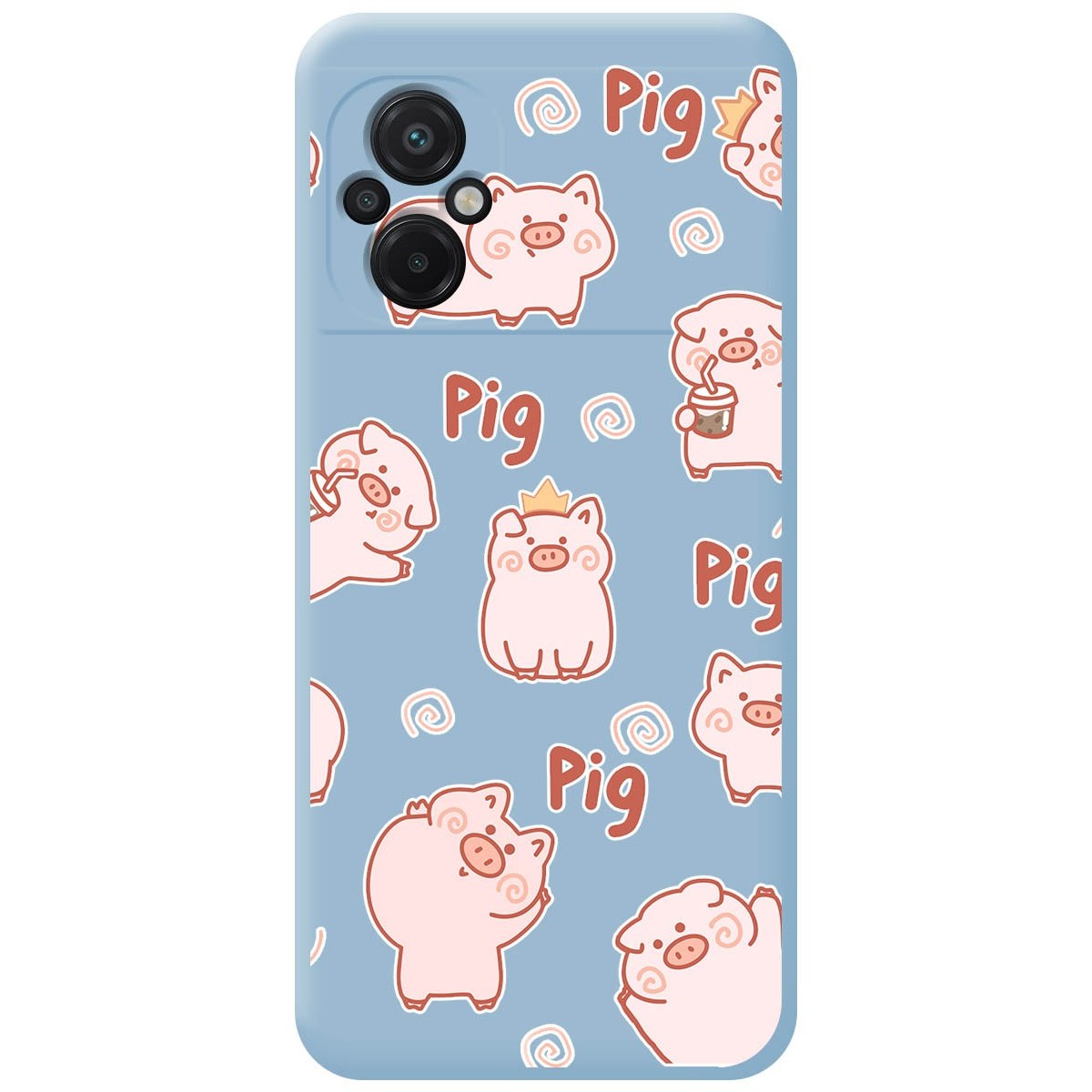 Funda Silicona Líquida Azul para Xiaomi POCO M5 diseño Cerdos Dibujos