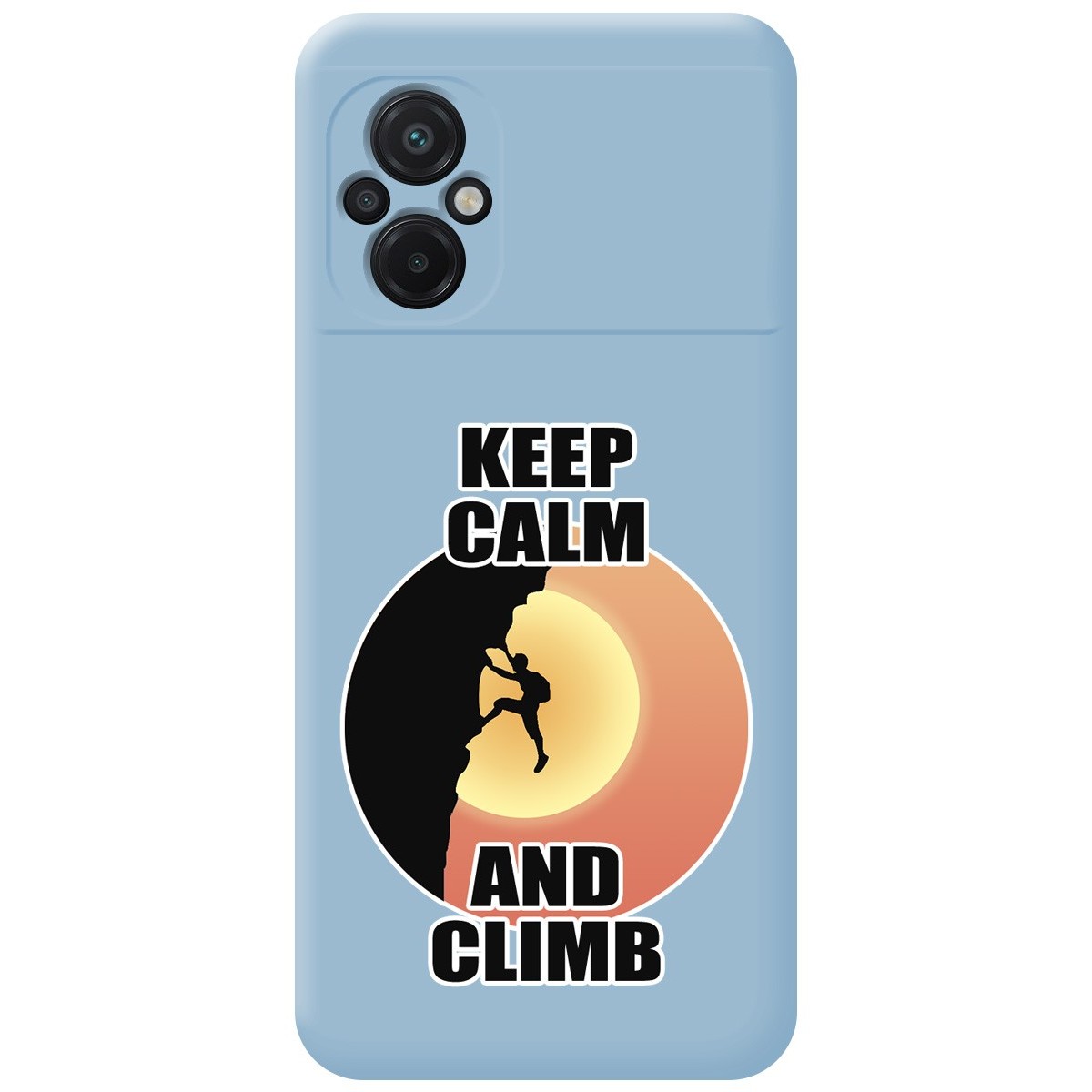 Funda Silicona Líquida Azul para Xiaomi POCO M5 diseño Hombre Escalada Dibujos