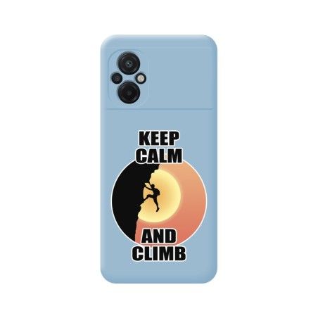Funda Silicona Líquida Azul para Xiaomi POCO M5 diseño Hombre Escalada Dibujos