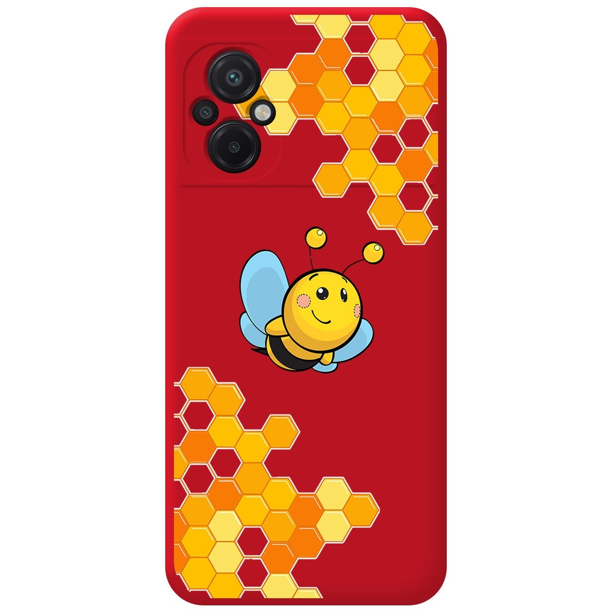 Funda Silicona Líquida Roja para Xiaomi POCO M5 diseño Abeja Dibujos
