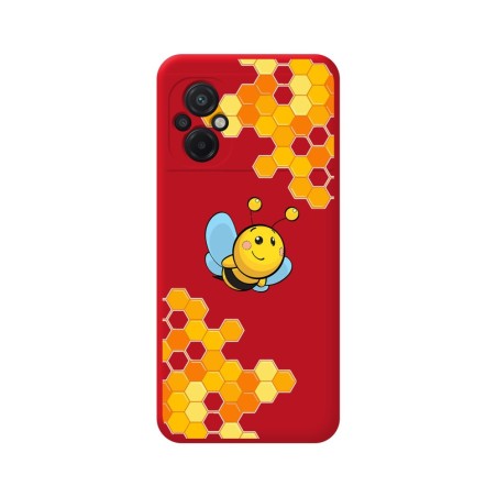 Funda Silicona Líquida Roja para Xiaomi POCO M5 diseño Abeja Dibujos