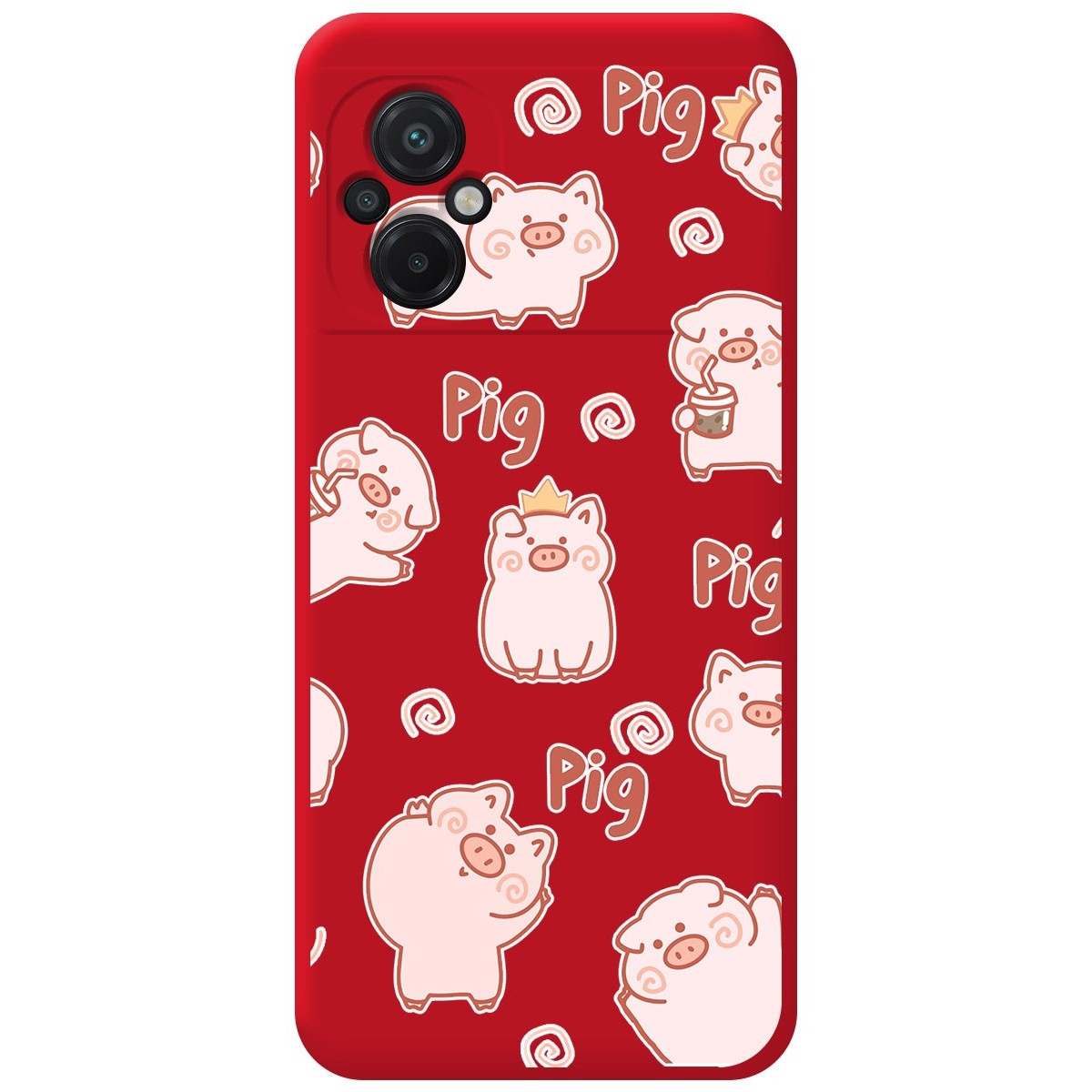 Funda Silicona Líquida Roja para Xiaomi POCO M5 diseño Cerdos Dibujos