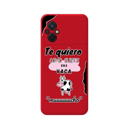 Funda Silicona Líquida Roja para Xiaomi POCO M5 diseño Vaca Dibujos