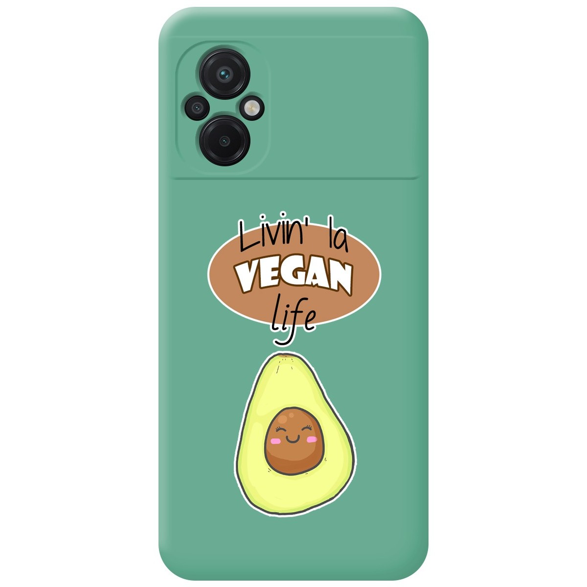 Funda Silicona Líquida Verde para Xiaomi POCO M5 diseño Vegan Life Dibujos