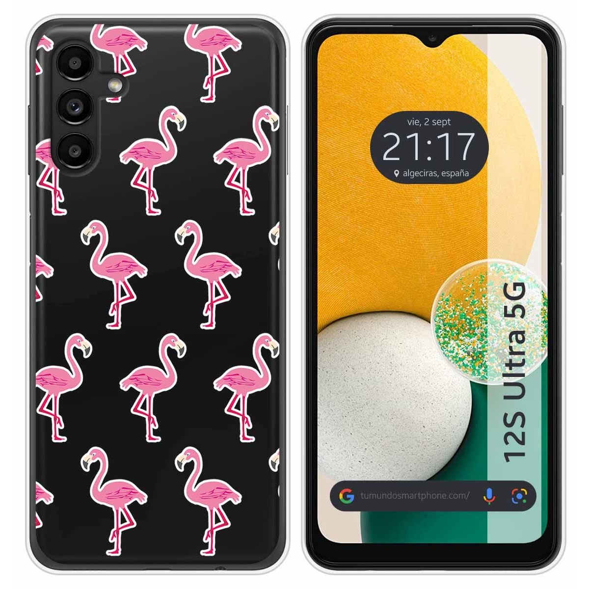 Funda Silicona Transparente para Samsung Galaxy A13 5G diseño Flamenco Dibujos