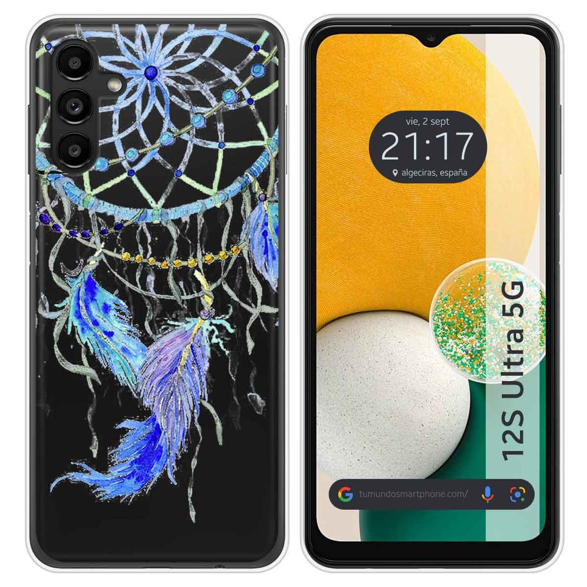 Funda Silicona Transparente para Samsung Galaxy A13 5G diseño Plumas Dibujos