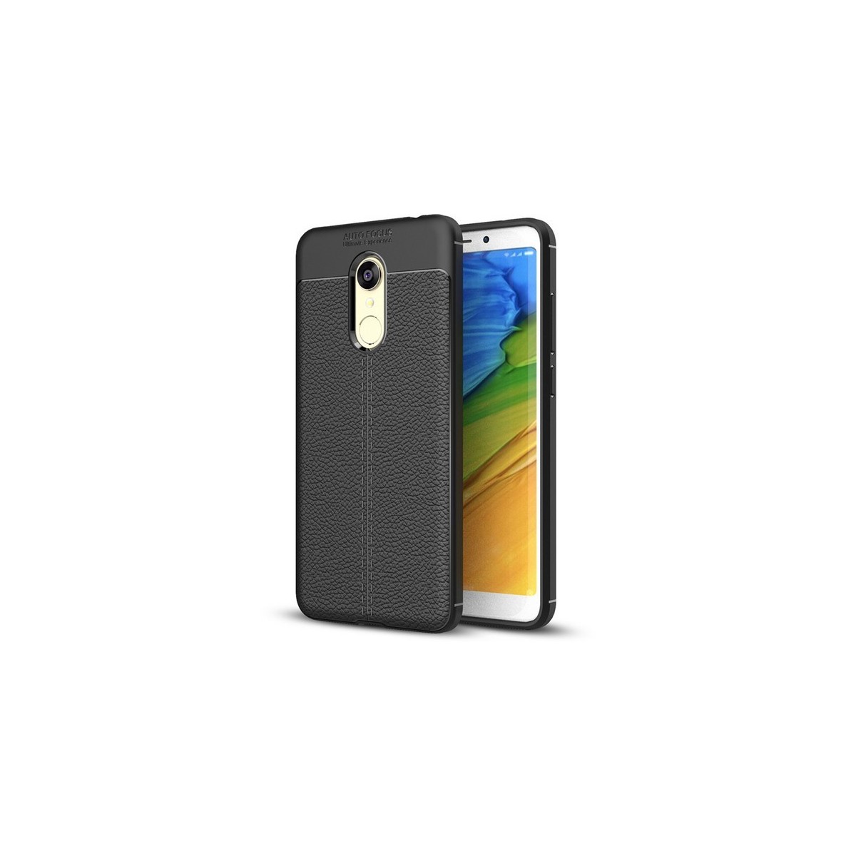 Funda Gel Tpu Tipo Piel Negra para Xiaomi Redmi 5