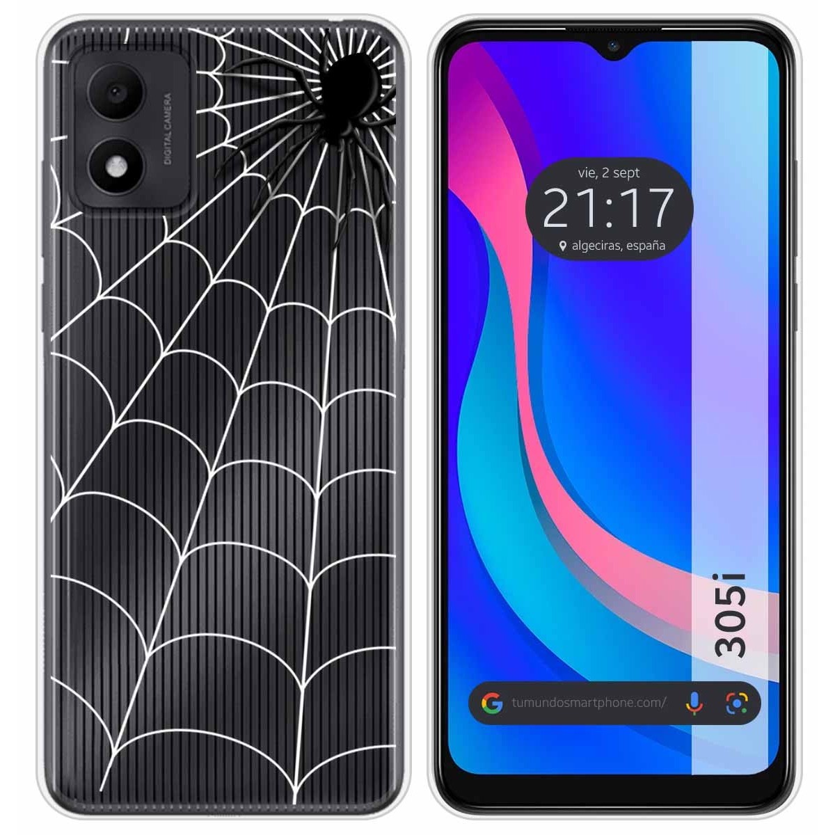 Funda Silicona Transparente para TCL 305i diseño Araña Dibujos