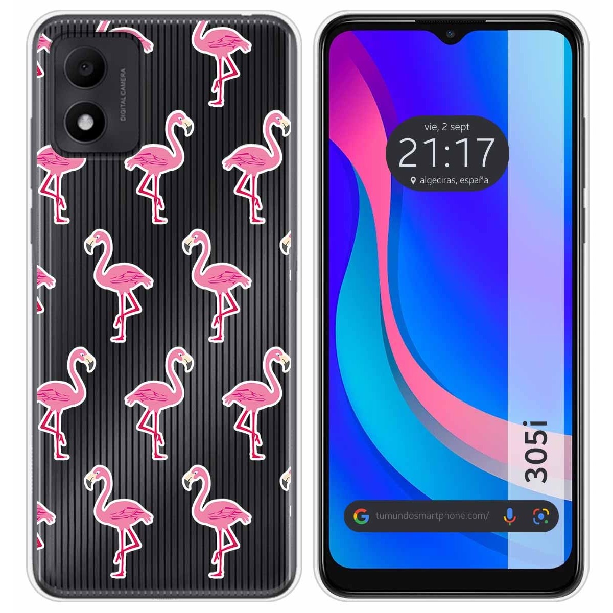 Funda Silicona Transparente para TCL 305i diseño Flamenco Dibujos