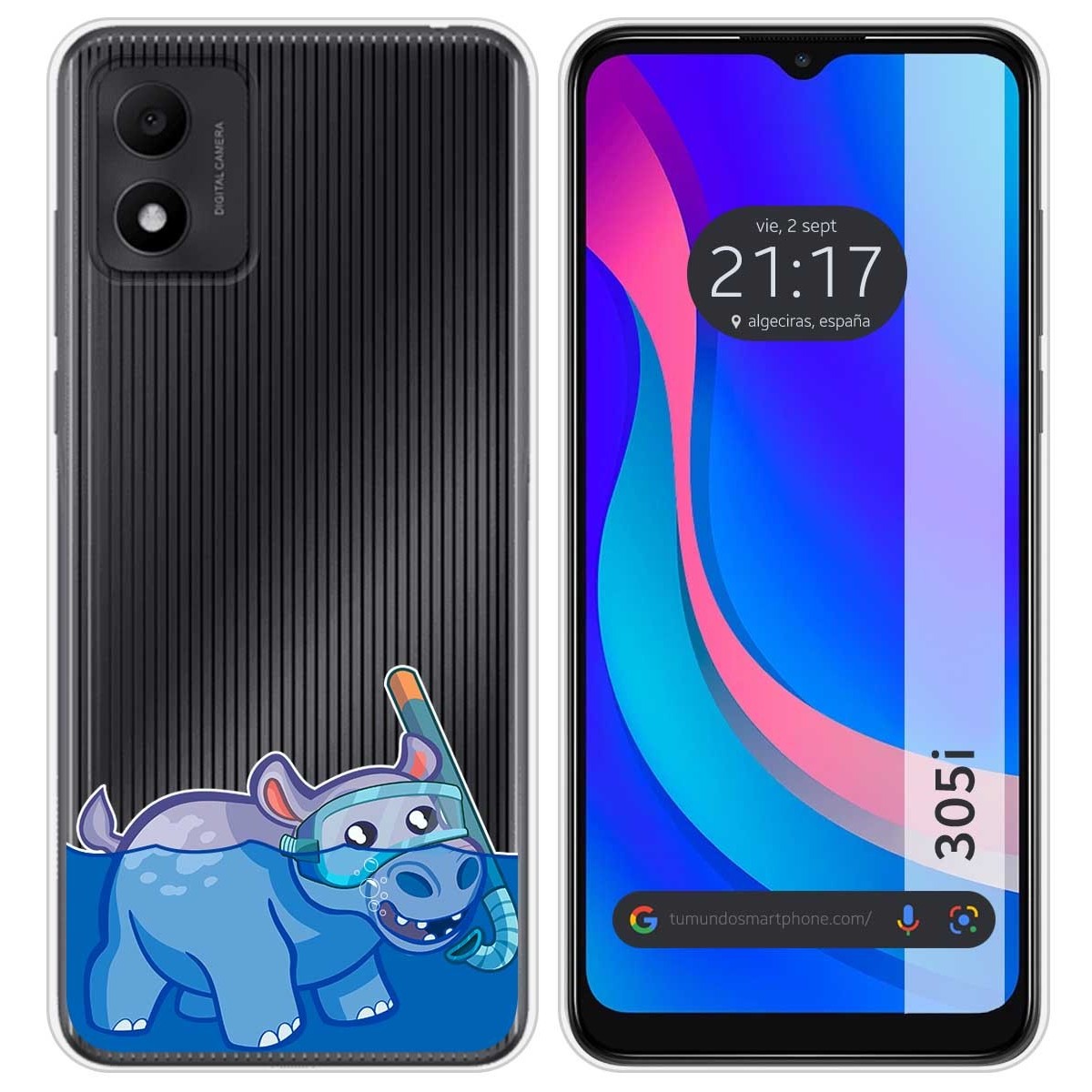 Funda Silicona Transparente para TCL 305i diseño Hipo Dibujos