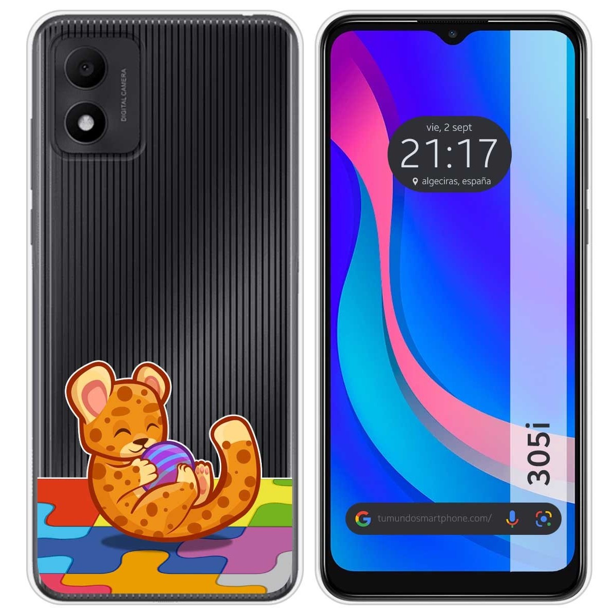 Funda Silicona Transparente para TCL 305i diseño Leopardo Dibujos