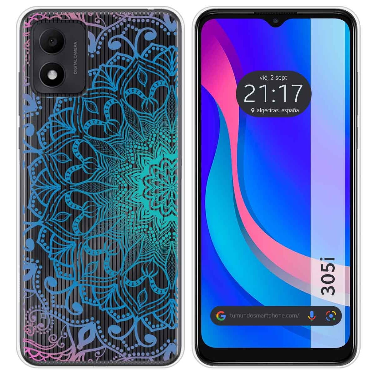 Funda Silicona Transparente para TCL 305i diseño Mandala Dibujos