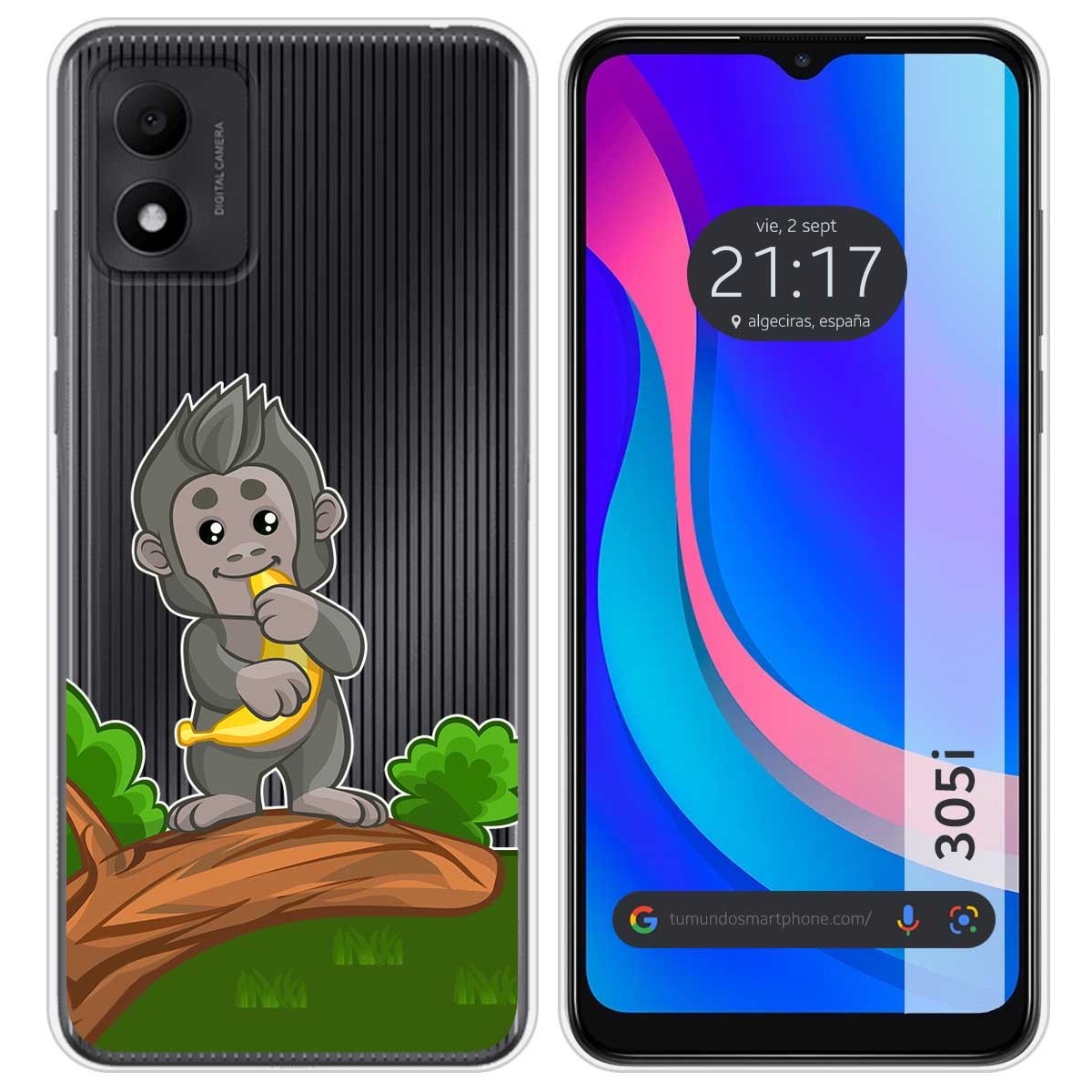 Funda Silicona Transparente para TCL 305i diseño Mono Dibujos