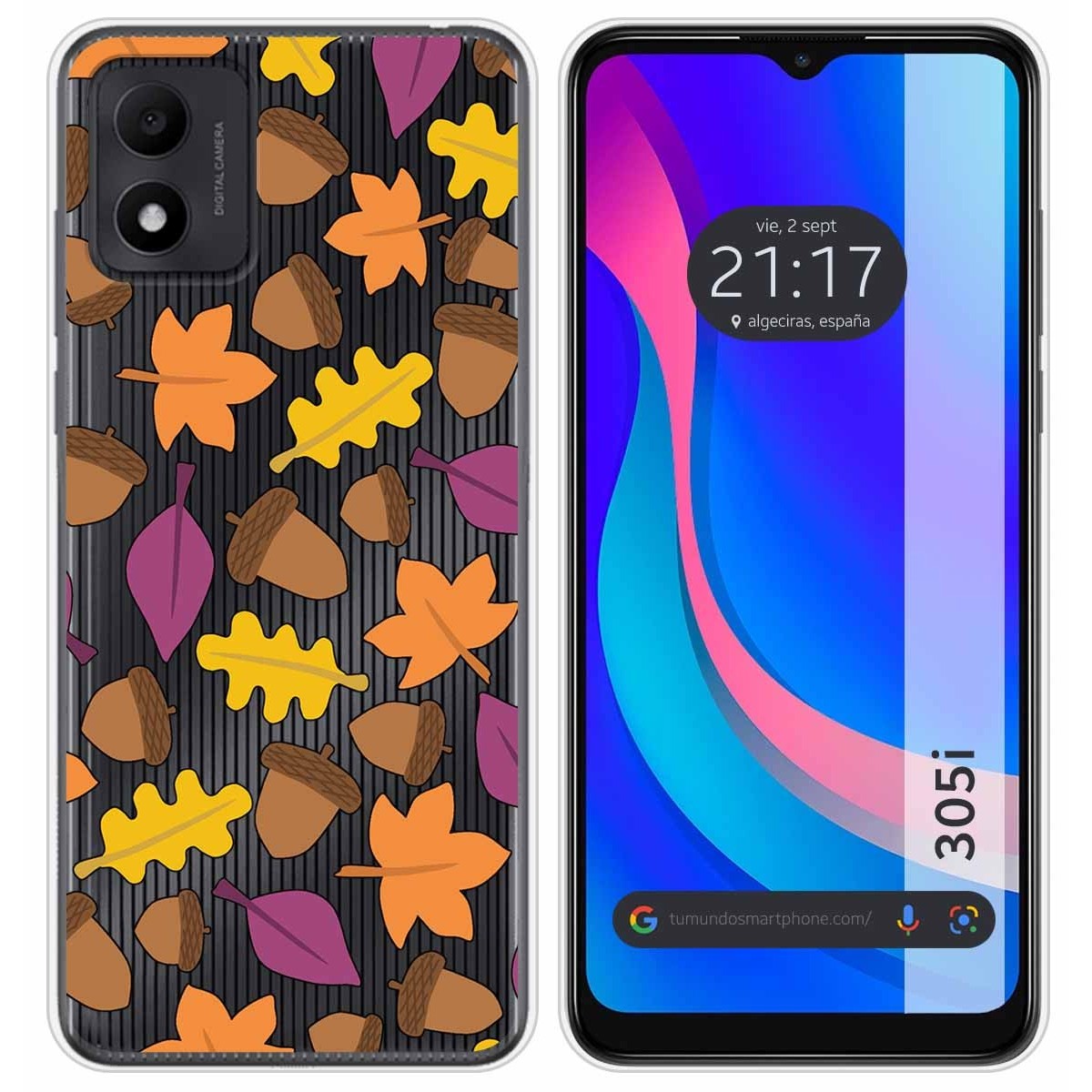 Funda Silicona Transparente para TCL 305i diseño Otoño Dibujos