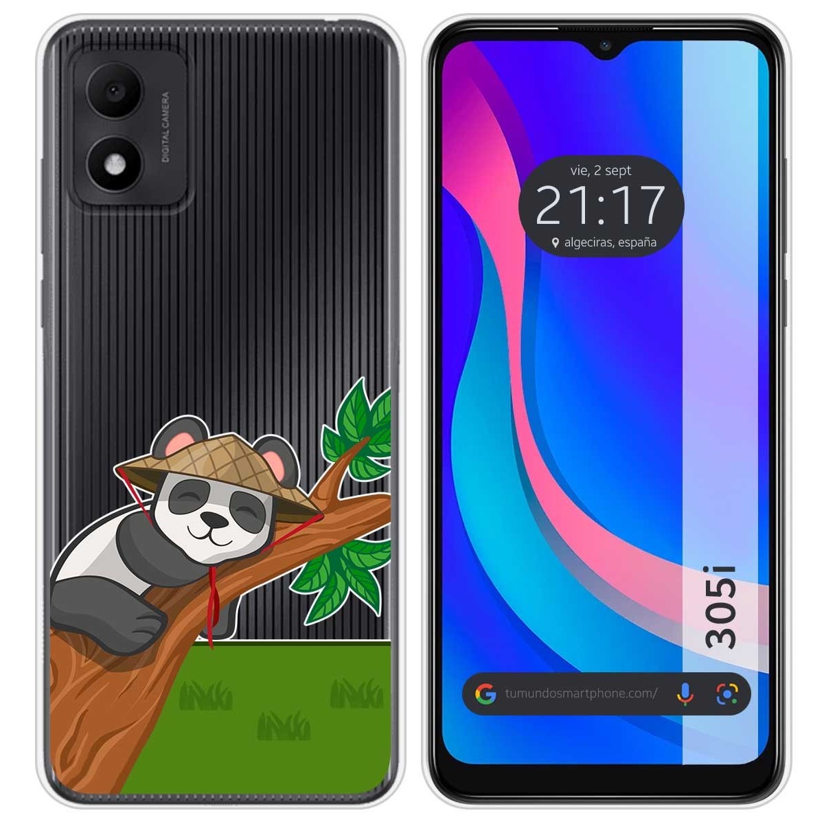 Funda Silicona Transparente para TCL 305i diseño Panda Dibujos