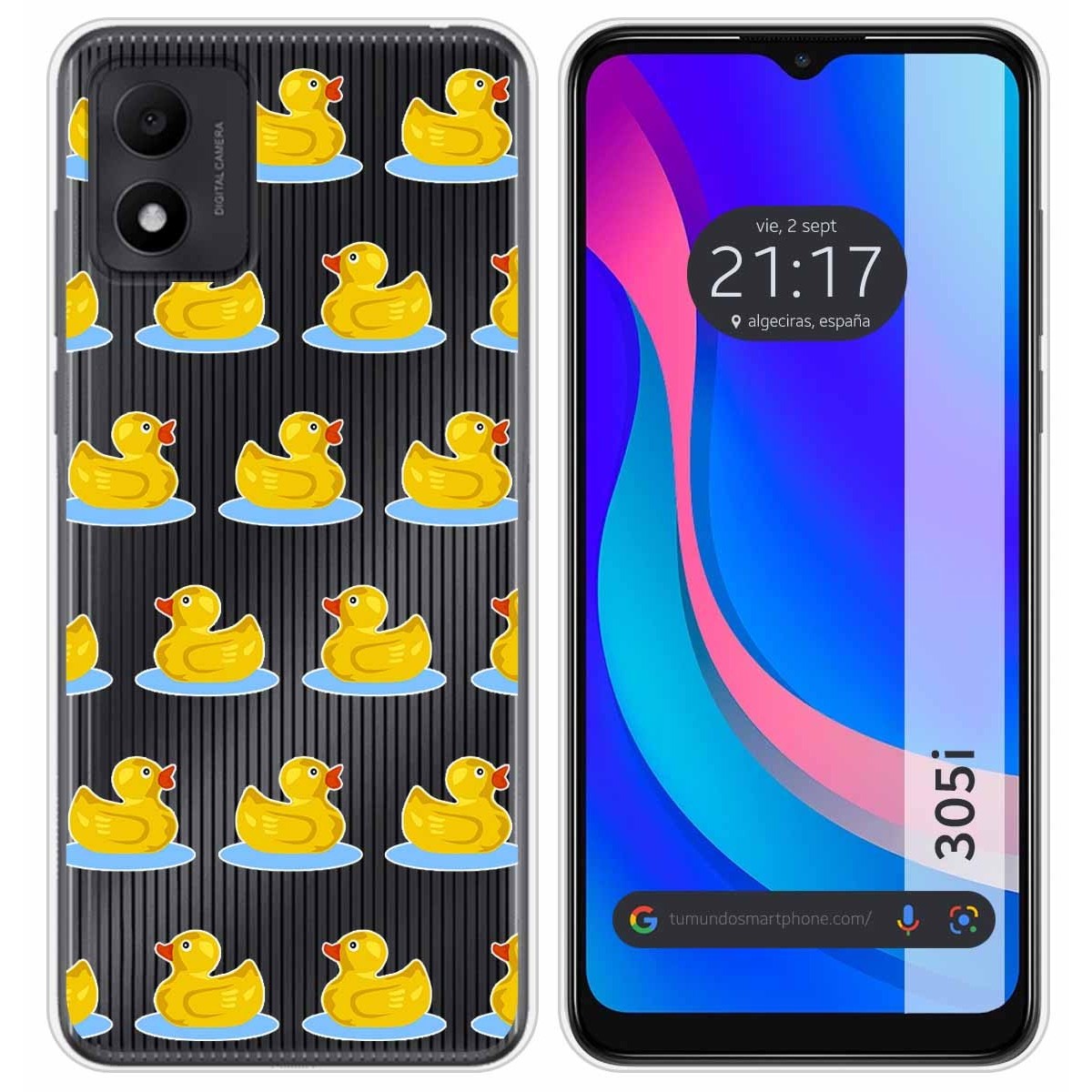 Funda Silicona Transparente para TCL 305i diseño Pato Dibujos