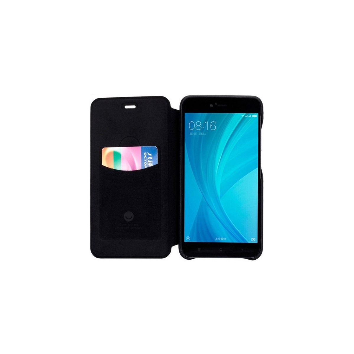 Funda Piel Flip Negra Marca Lenuo para Xiaomi Redmi Note 5A