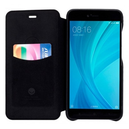 Funda Piel Flip Negra Marca Lenuo para Xiaomi Redmi Note 5A