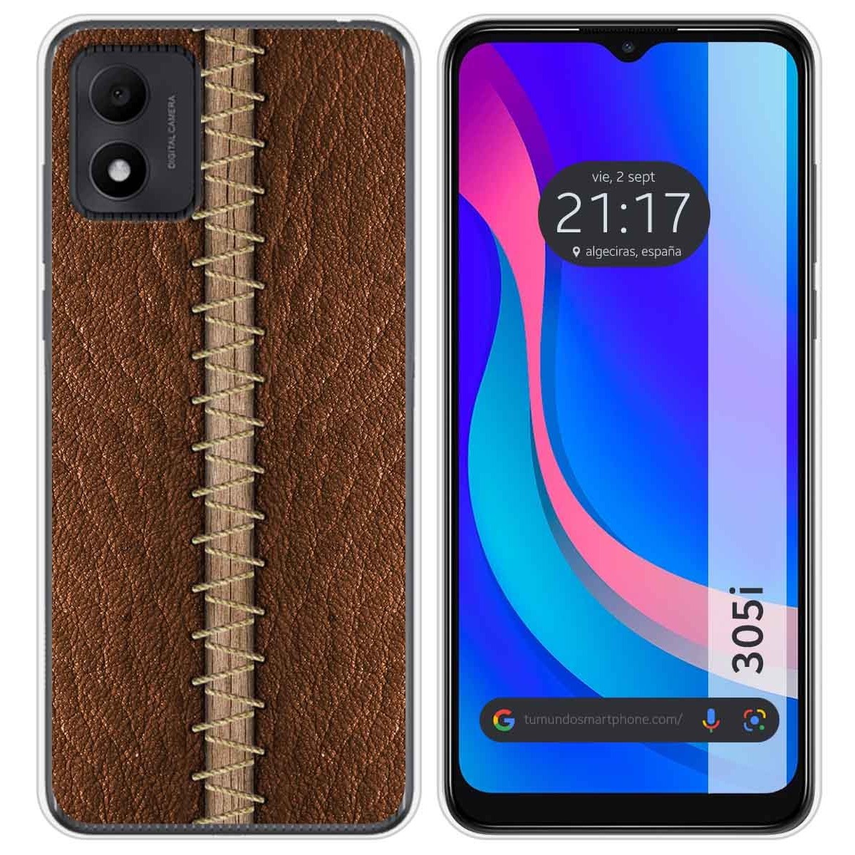 Funda Silicona para TCL 305i diseño Cuero 01 Dibujos