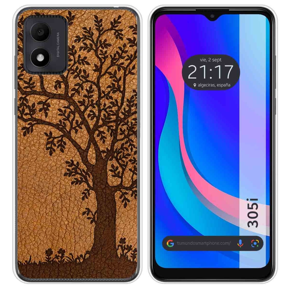 Funda Silicona para TCL 305i diseño Cuero 03 Dibujos
