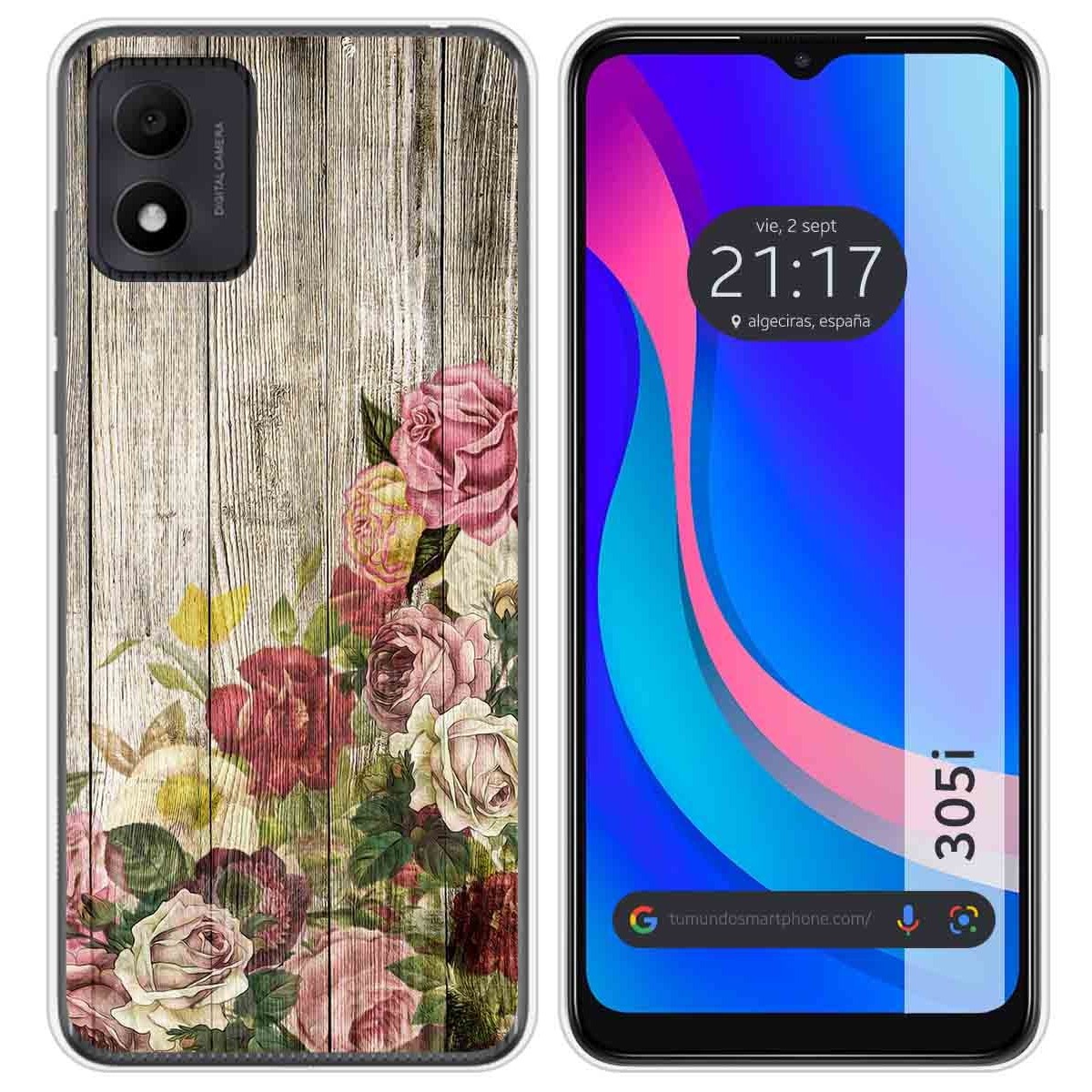 Funda Silicona para TCL 305i diseño Madera 08 Dibujos