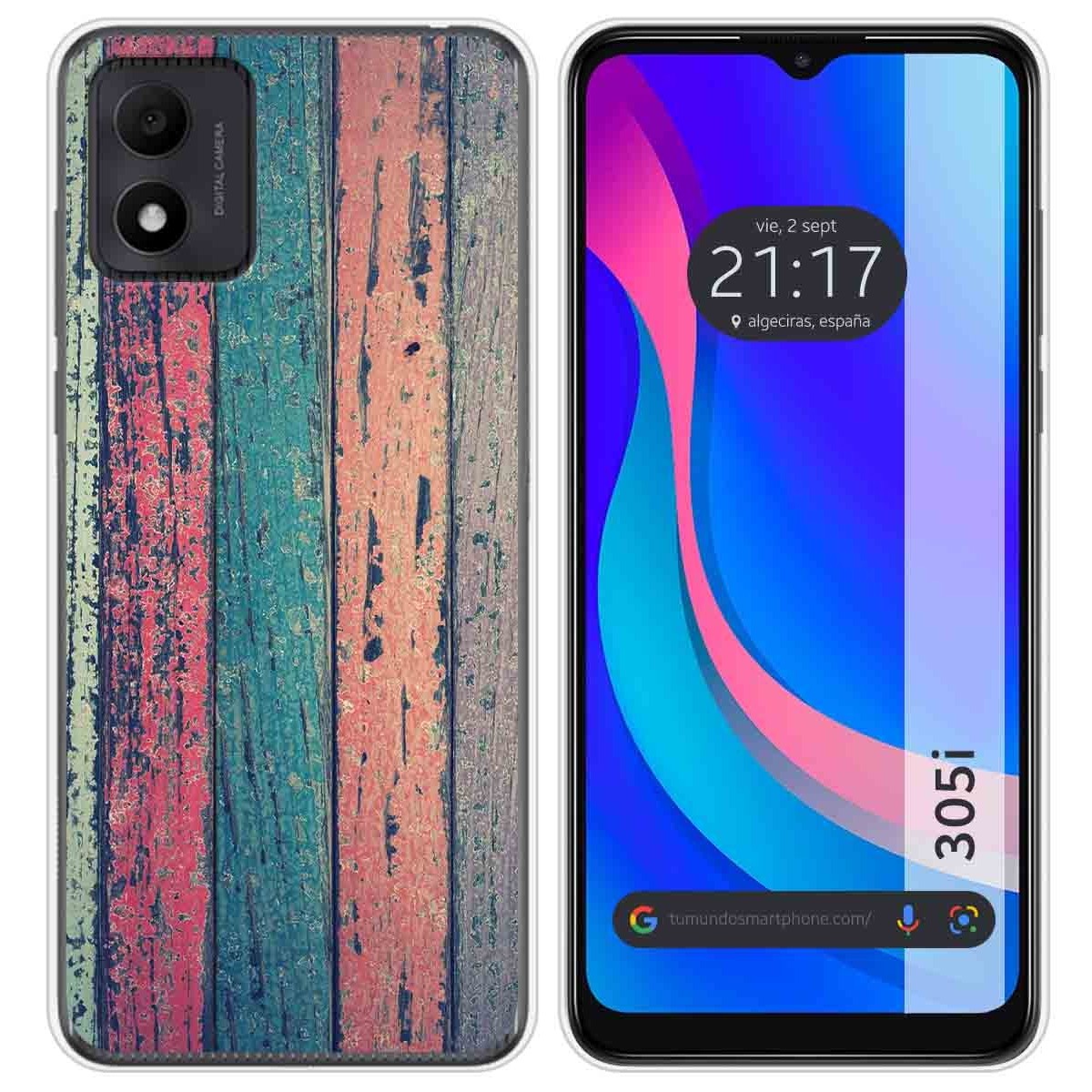 Funda Silicona para TCL 305i diseño Madera 10 Dibujos