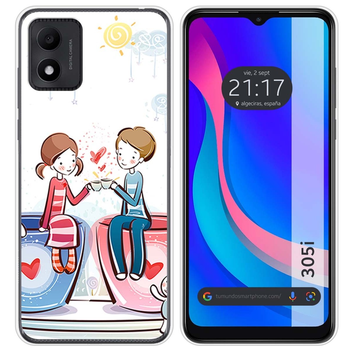 Funda Silicona para TCL 305i diseño Café Dibujos