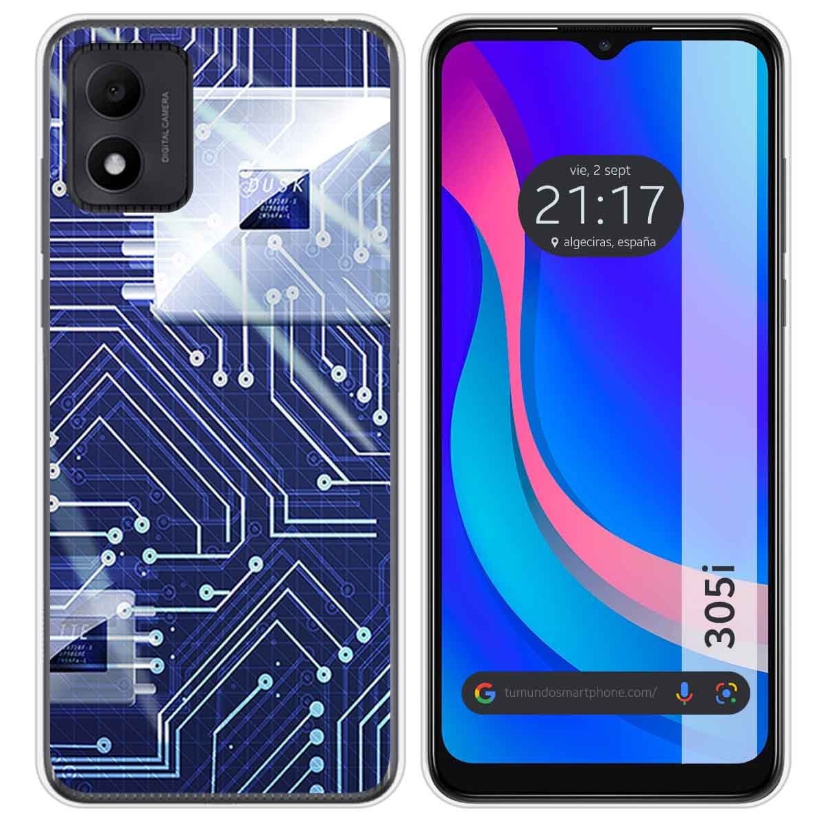 Funda Silicona para TCL 305i diseño Circuito Dibujos